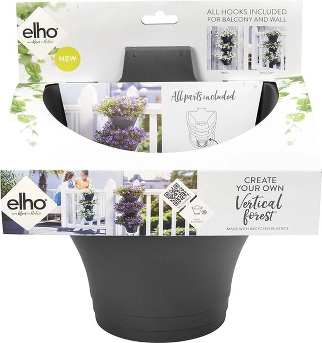 Elho Corsica Vertical Forest 24 - Bloempot Voor Balkonbuiten - Ø 26.7 X H 29.7 Cm - Zwart/Antraciet - Afbeelding 10