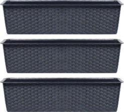 Merkloos 4x Ratolla Rotan Plantenbak/bloembak Antraciet 6.3 Liter - Tuin Decoraties
