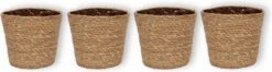 WL Plants - Maki Naturel - Set Van 4 - Plantenmand - Plantenmand Binnen - Bloempot - Plantenhouder - Bloempotten Voor Binnen - Gemaakt Van Riet - 11cm Hoog - 12cm Diameter