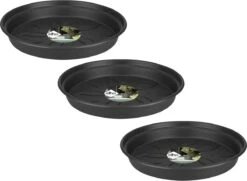 Elho Green Basics Schotel - Plantenschotels - 3 X 14 Cm Zwart