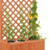Relaxdays Plantenbak Met Klimrek - Bloembak Trellis - Rankhulp Hout - Voor Klimplanten