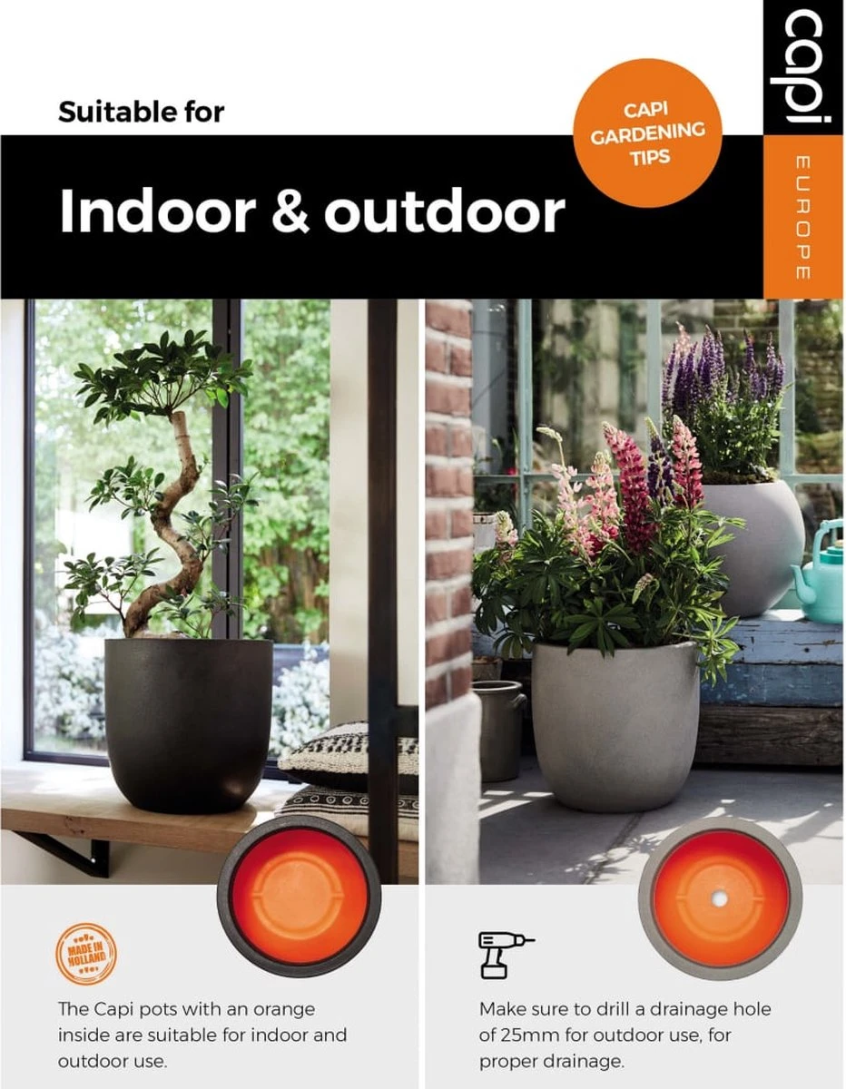 Capi Europe - Bloempot Bol Smooth NL - 54x52 - Zwart - Voor Binnen En Buiten - KBL935 - Afbeelding 12