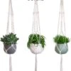 Gadgy Plantenhanger Macramé 3 Stuks - Luxe Gevlochten Touw Katoen - Plantenpot Ophangen - Hangpot